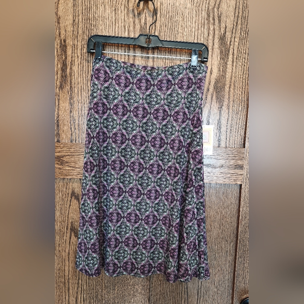 LuLaRoe Purple and Black Geometric A-Line Skirt